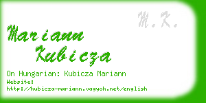 mariann kubicza business card